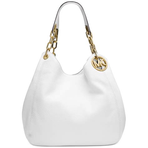 michael kors white purse gold chain|michael kors large shoulder bag.